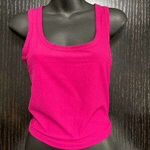 Amazon Pink Fitted Sleeveless cropped Tank Top